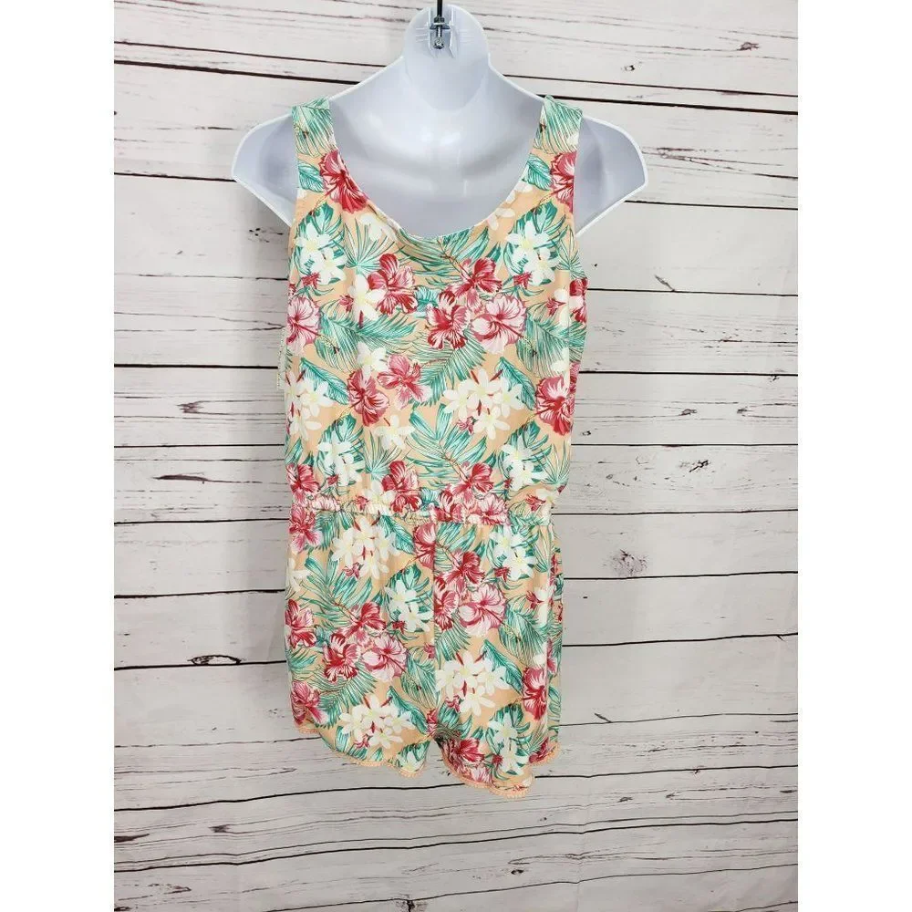 Bobbie Brooks Large 10/12 hawaiian tropical print romper‎ jumpsuit